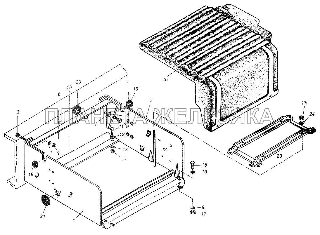 Крепление аккумуляторного ящика МАЗ-64226